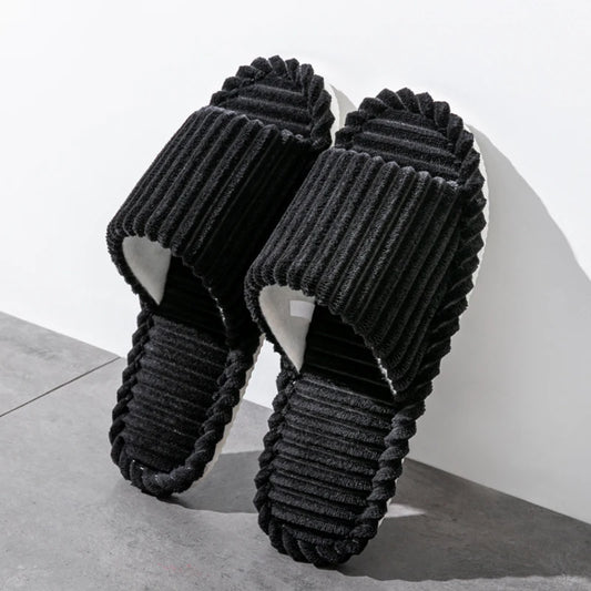 Men’s Open-Toe Flat House Slippers – Lightweight Breathable Indoor Bedroom Quiet Comfort Slides for All-Season Use