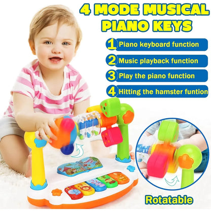 Baby Piano Musical Toy - Rotating Keyboard with Lights & Sounds for Toddler Early Learning Gift