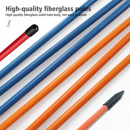 Golf Swing Training Alignment Sticks – 2 Sets 48” Collapsible Practice Rods in 5 Colors