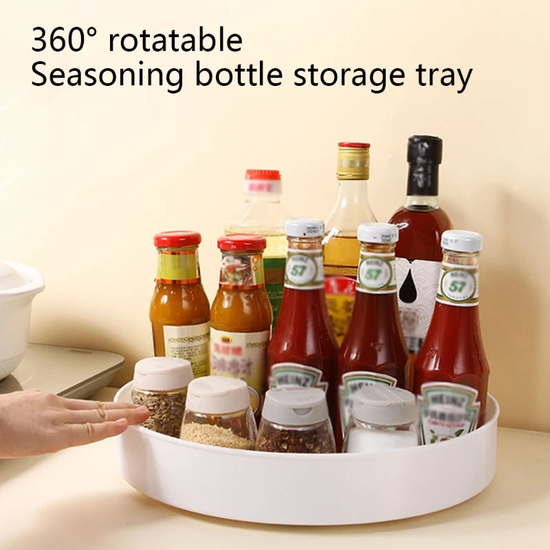 360° Rotating Cabinet Organizer – Non-Slip Kitchen & Bathroom Turntable for Spices, Cosmetics & Storage