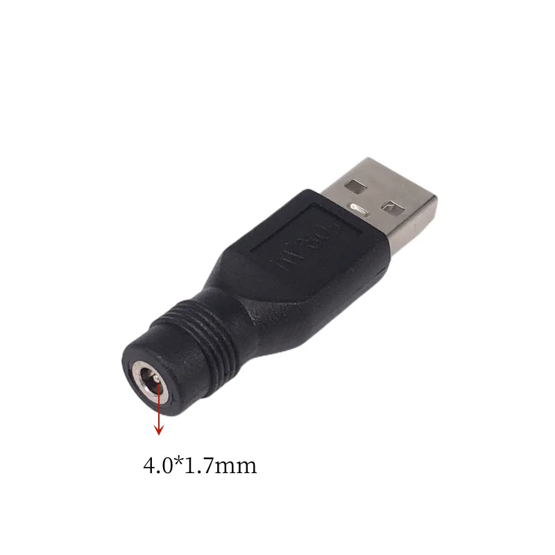 DC Female Jack to USB 2.0 Male Adapter - 5V Power Connector for 3.5×1.35mm, 4.0×1.7mm & 5.5×2.1mm Plugs