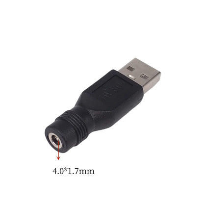 DC Female Jack to USB 2.0 Male Adapter - 5V Power Connector for 3.5×1.35mm, 4.0×1.7mm & 5.5×2.1mm Plugs