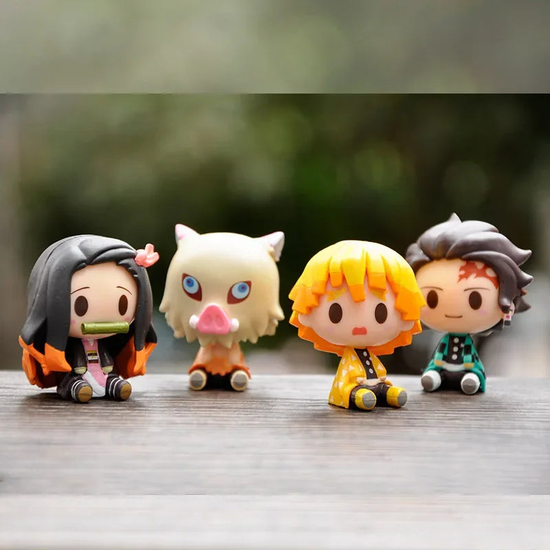 Demon Slayer Kimetsu No Yaiba Action Figures – Tanjirou, Nezuko & Zenitsu Anime Model Toys & Gifts