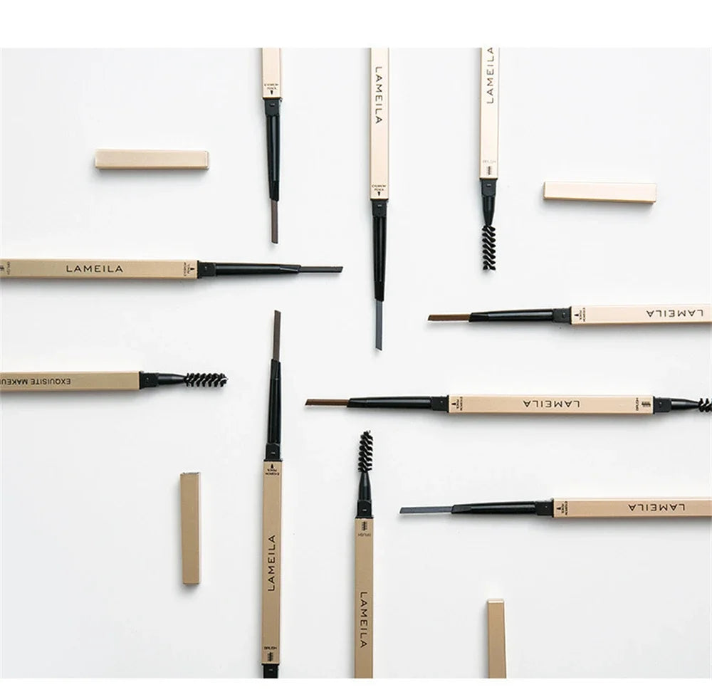 5-Color Double Head Eyebrow Pencil with Brush – Waterproof Sweatproof Eyebrow Gel Tattoo Stick