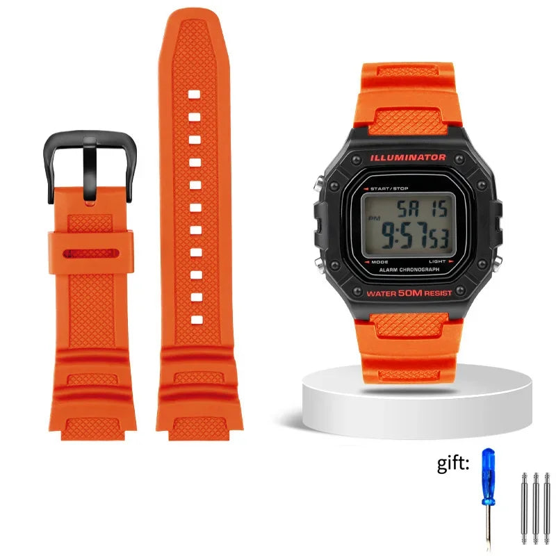 18mm Resin Silicone Watch Strap for Casio Watches - Replacement Rubber Band for W-218H, F-108, AE-1200, AE-1000 and AE-1300