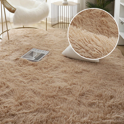 Gray Plush Velvet Area Rug – Soft Fluffy Anti-Slip Carpet for Living Room, Bedroom, Kids Room & Home Decor