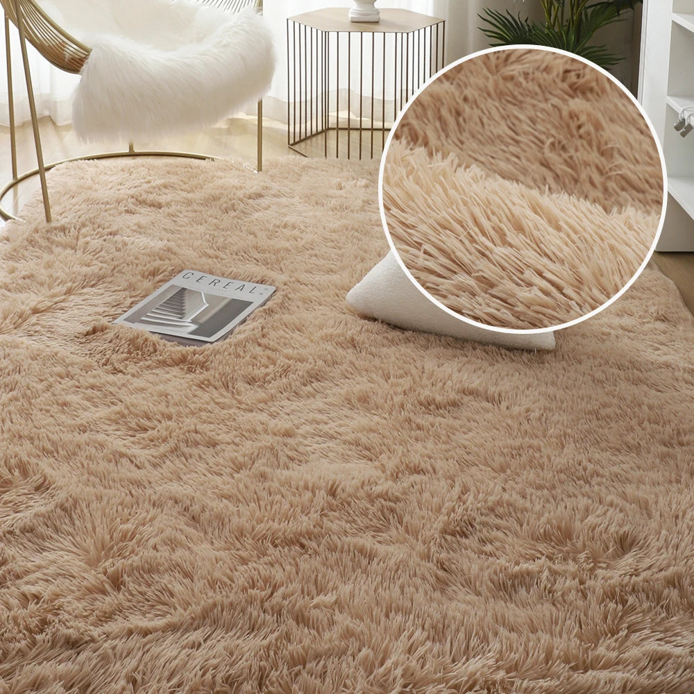 Soft Shaggy Plush Area Rug – Large Fluffy Beige Carpet for Living Room, Bedroom, Kids Room & Nursery Decor
