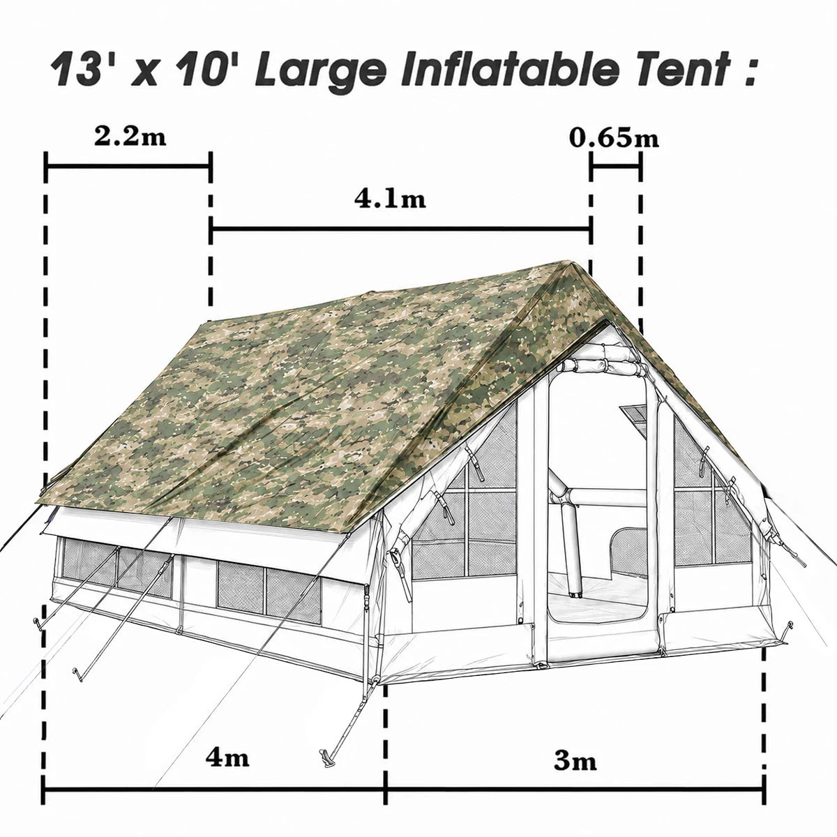10 x 13 ft Waterproof Rainfly - Ultralight Camping Tent Shelter Awning & Sunshade for 6–8 People