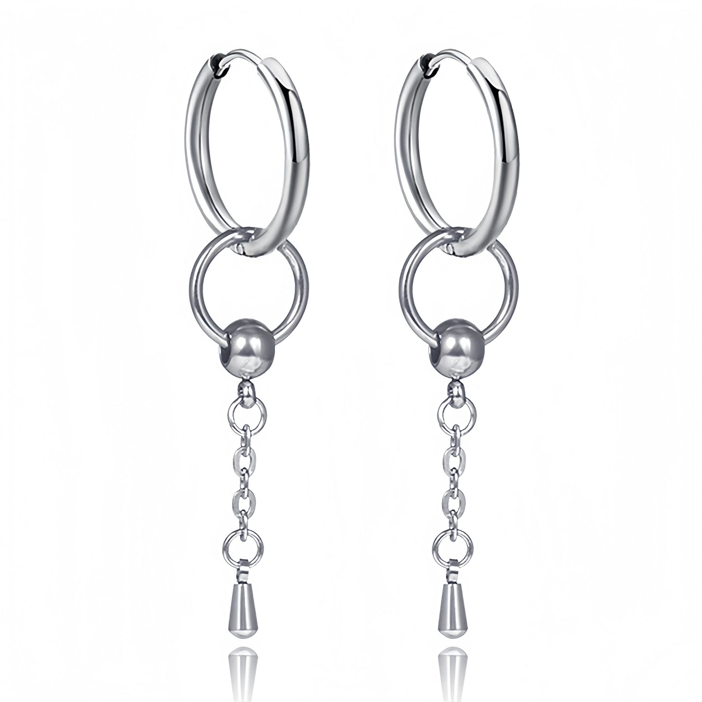 Long Hanging Cross & Leaf Hoop Earrings – Vintage Stainless Steel Hip Hop Unisex Jewelry Accessories
