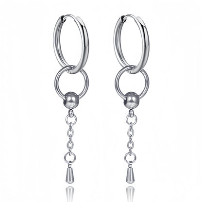 Long Hanging Cross & Leaf Hoop Earrings – Vintage Stainless Steel Hip Hop Unisex Jewelry Accessories
