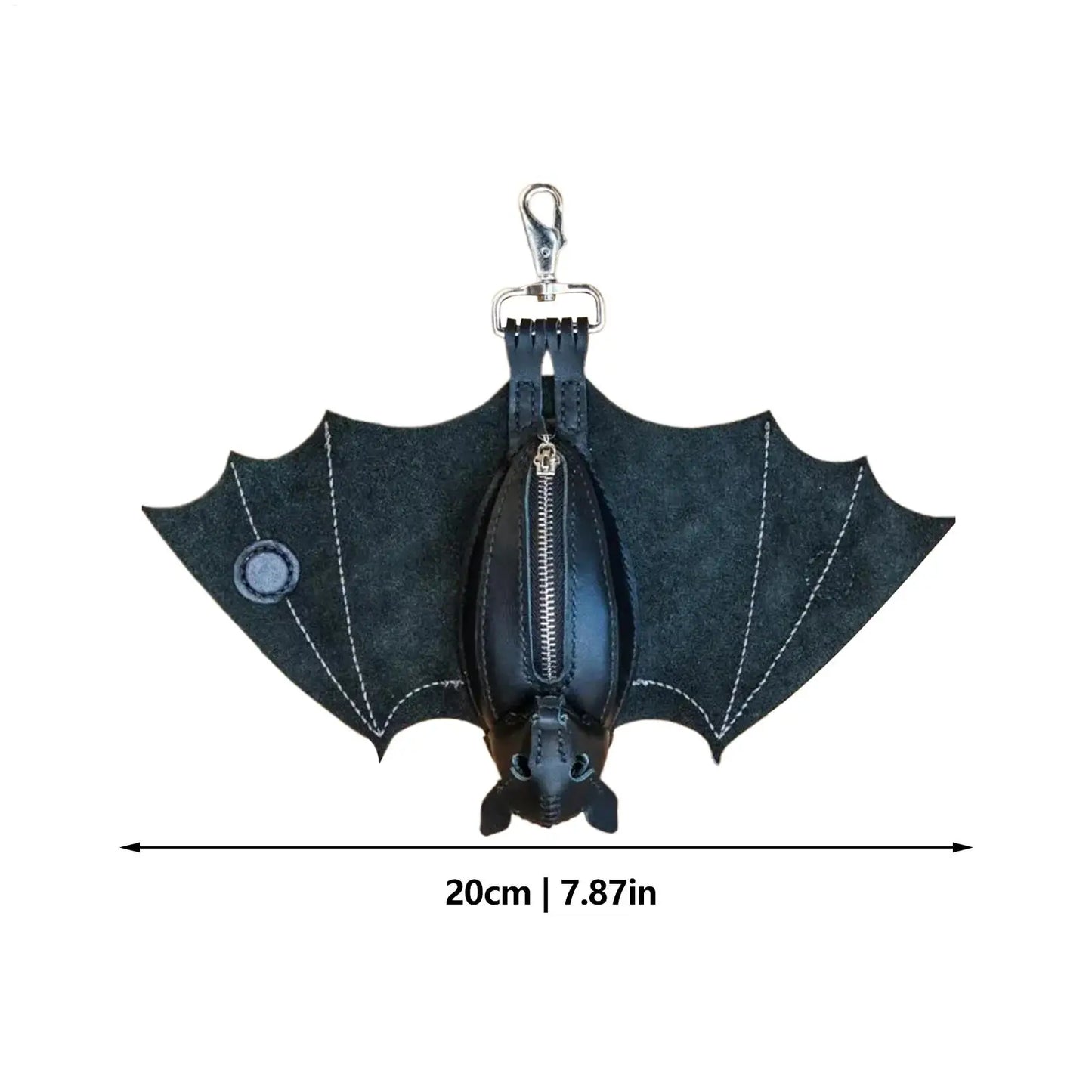 Gothic Bat Coin Purse Keychain - PU Leather Change Bag with Foldable Wings for Travel & Everyday Use