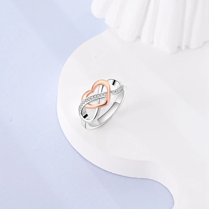 925 Sterling Silver Ring – Infinite Love Star & Moon Design for Women, Wedding Jewelry Gift