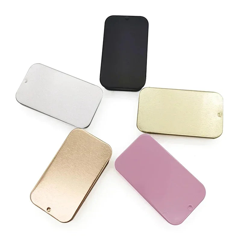Metal Rectangular Tin Storage Box – Portable Slide-Cover Organizer for Candy, Pills & Small Items, Empty Tinplate Container