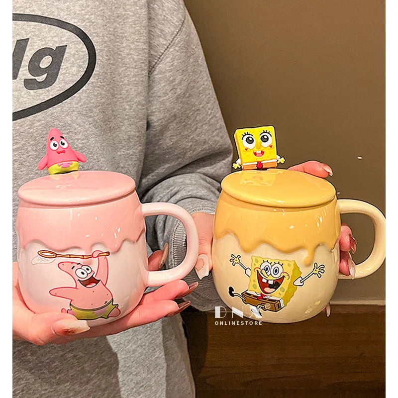Potdemiel SpongeBob & Patrick Star Ceramic Mug — Kawaii Cartoon Anime Water Cup, Cute Gift for Friends’ Birthdays