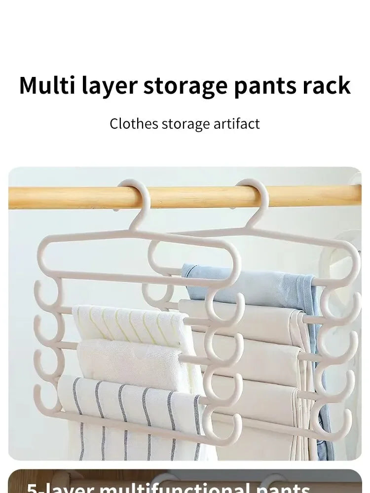 1/2/3pcs Multifunctional Pants Rack – Space-Saving 5-Layer Trousers Hanger for Closet & Clothes Storage