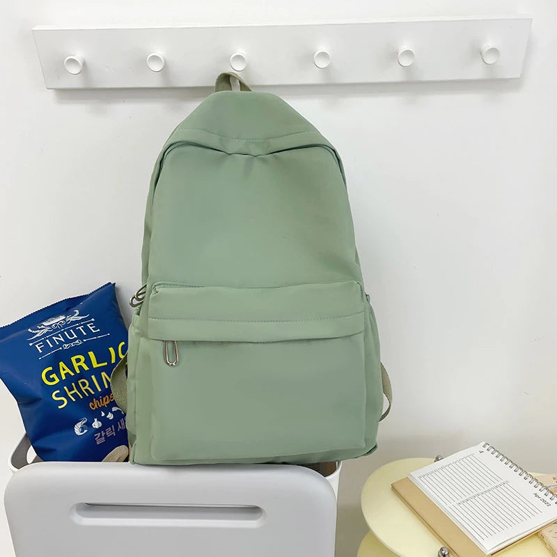 Simple Solid Color Casual Backpack | Lightweight Multifunctional Bag for School & Travel