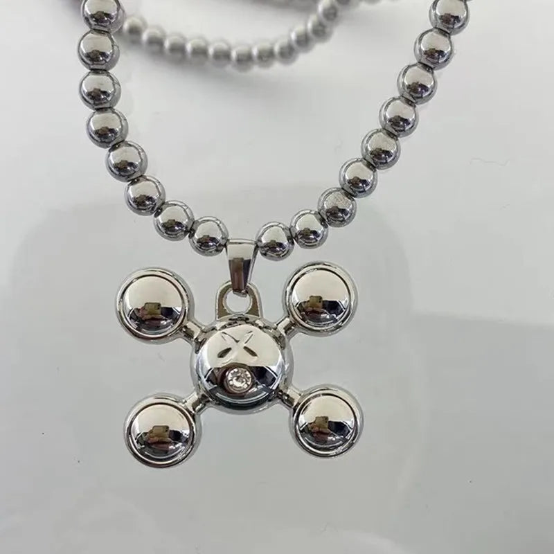 Quad Ball Pendant Necklace - Hip Hop Style Stainless Steel Jewelry for Men & Women, Fashion Personality Collection