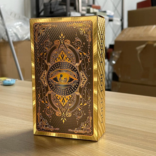 Spanish & English Golden Foil Tarot Cards – 12x7cm Divination Deck for Beginners with 2-Language Guidebook