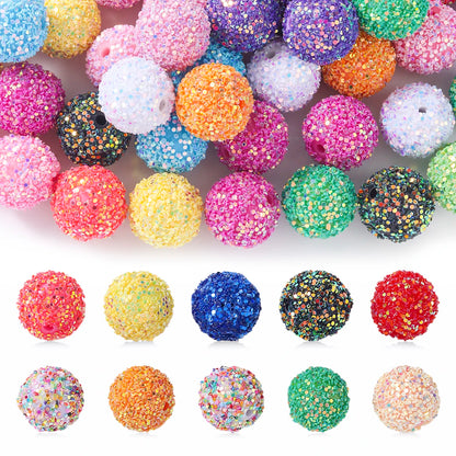 20PCS Sparkling Water Diamond Beads – 16mm Disco Ball Style Crystal Beads, Thick Bubblegum Spheres for Color Mixing & Crafts