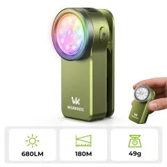 Wurkkos HD03 680LM Mini Clip Light - USB-C Rechargeable EDC Flashlight with RGB, Magnet & Spotlight/Floodlight
