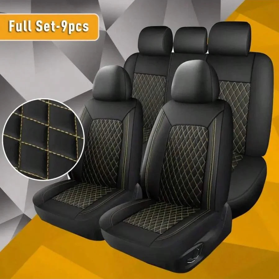 Universal PU Leather Driver Seat Cover - Single-Line Diamond Grid Car Seat Protector