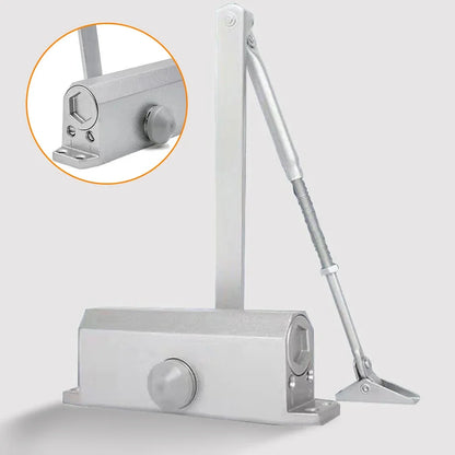 25-85KG Hydraulic Automatic Door Closer - Adjustable Speed, Positioning Door Stop & Protective Holder Hardware (1PCS)