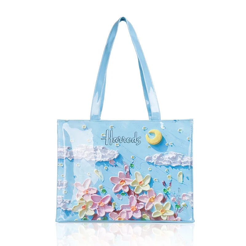 Simple Stylish PVC Reusable Shopping Bag – Luxury Eco-Friendly Waterproof Tote for Summer Beach