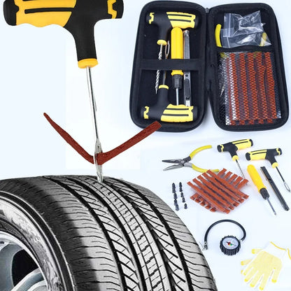 Motorcycle and Car Tire Repair Kit – Puncture Plug Tools, Tire Strips, and Emergency Flat Tire Repair Accessories