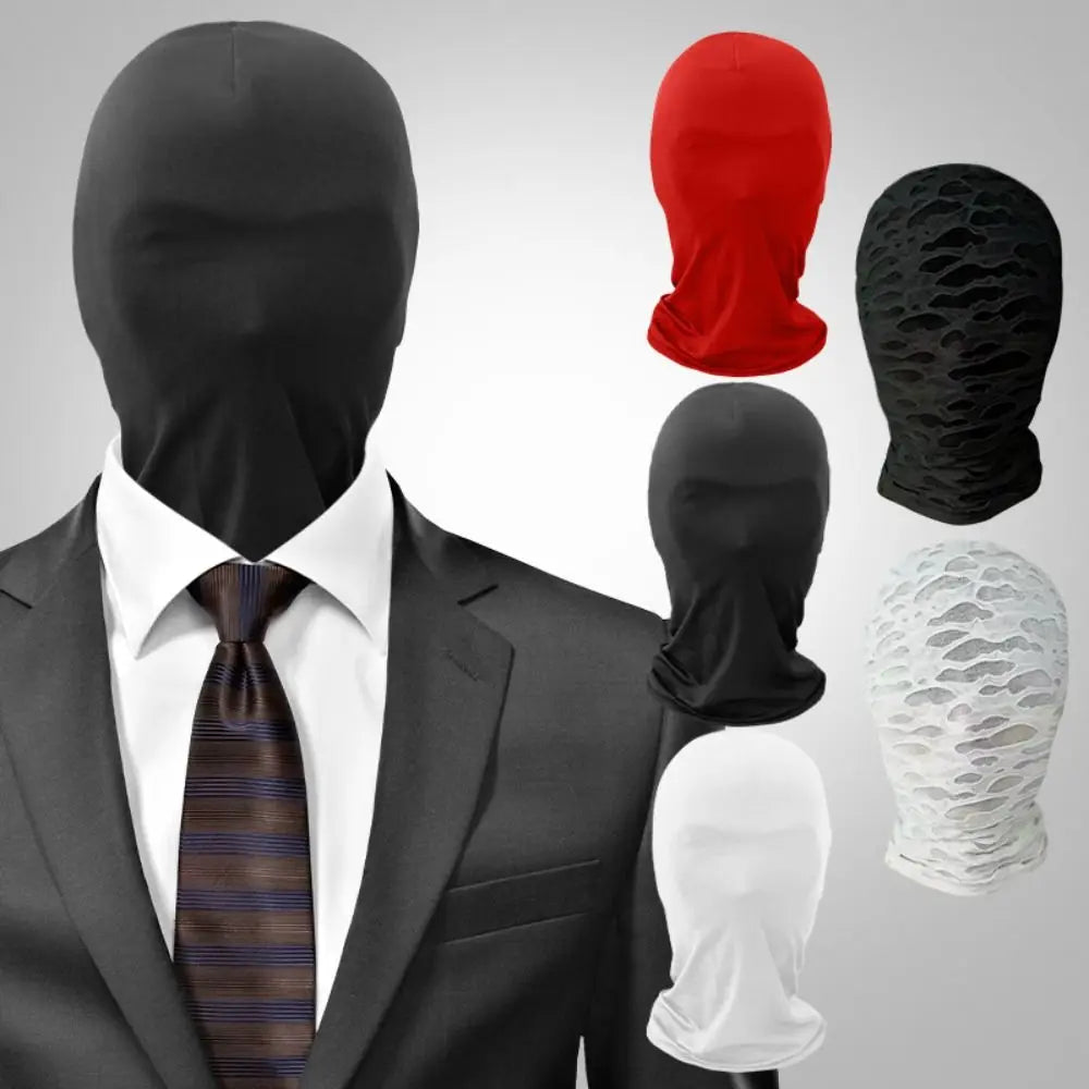 Black Cosplay Full Mask - Breathable Thin Hood Head Cover for Party & Festival Costume Accessories