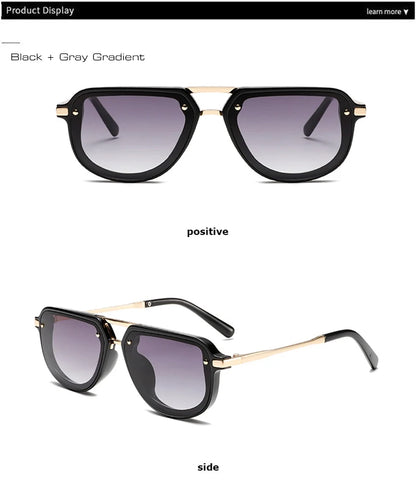 SHAUNA Retro Oval Sunglasses – Luxury Punk UV400 Shades for Women & Men