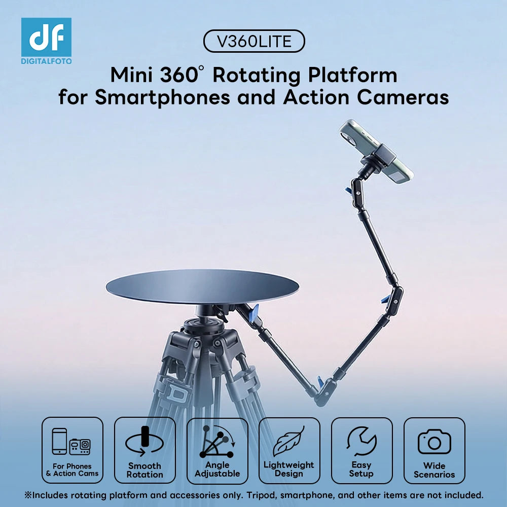 V360LITE Mini 360° Rotating Platform - Motorized Display Turntable for Smartphones & Action Cameras