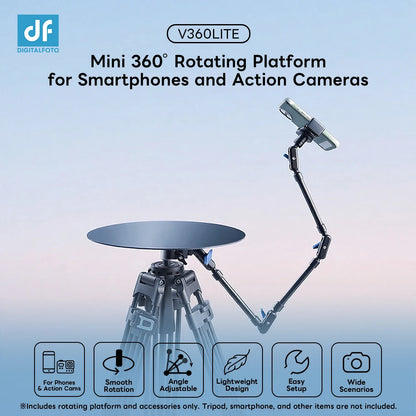 V360LITE Mini 360° Rotating Platform - Motorized Display Turntable for Smartphones & Action Cameras
