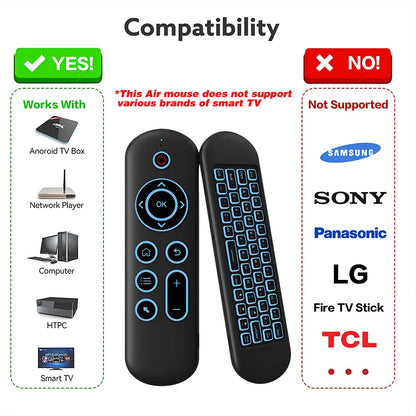 MRSVI M5 Air Mouse Remote Control - 2.4G & Bluetooth Wireless Gyroscope Keyboard with 7-Color Backlight for Android TV Box & PC