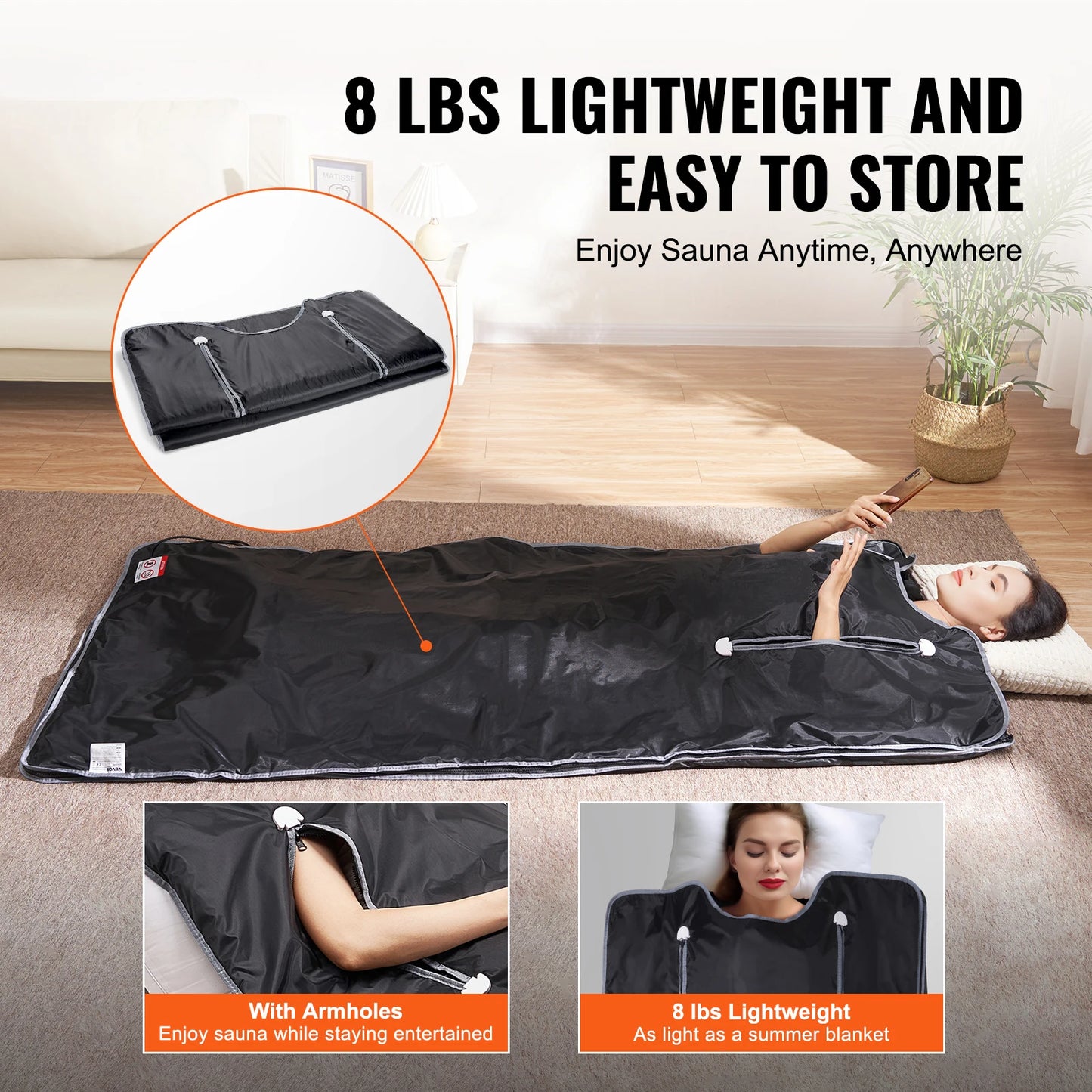 VEVOR Portable Sauna Blanket – Far Infrared Detox & Relaxation with Adjustable Temperature & Timer