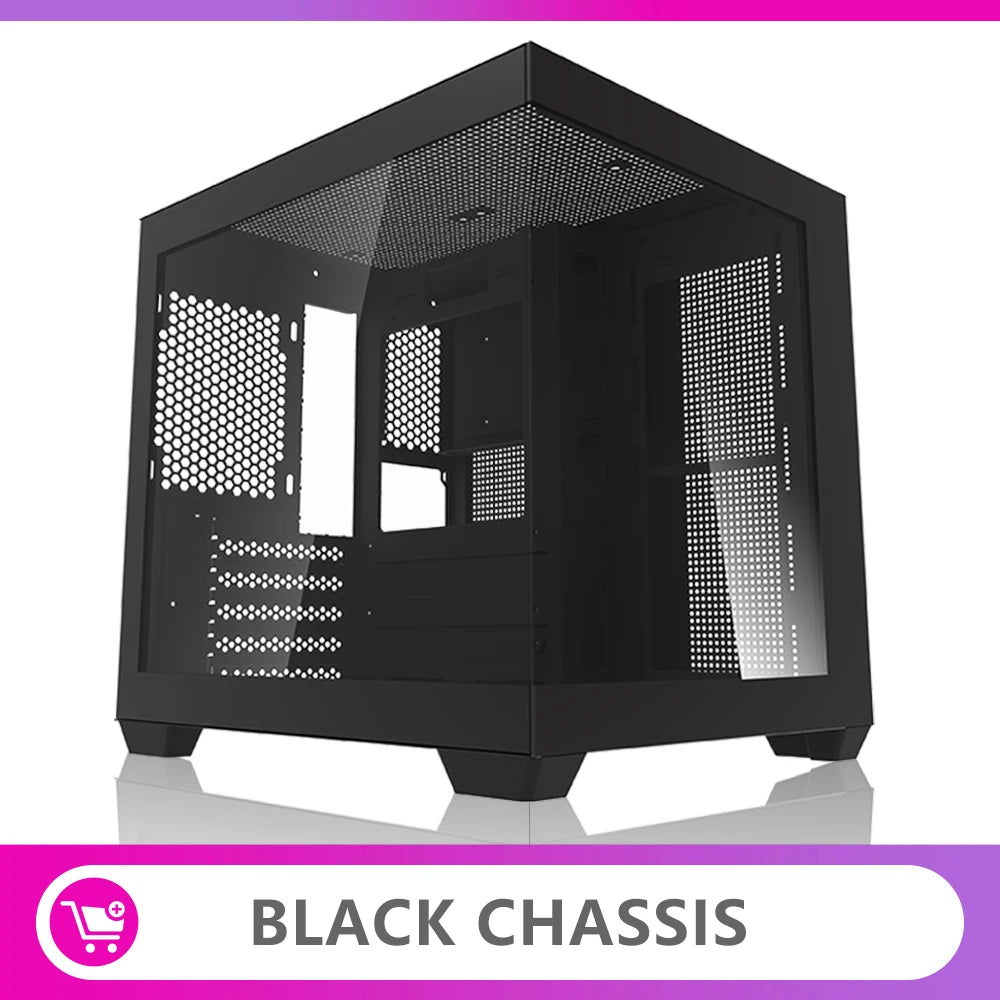 Aigo 275P Gaming PC Case — Sea View M-ATX/ITX Desktop with Double-Sided Tempered Glass
