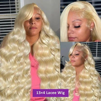 13x6 HD Lace Frontal Wig – Transparent 613 Blonde Body Wave Human Hair Wig, 250 Density