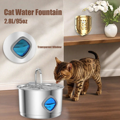Automatic Cat Water Fountain - Stainless Steel Dog & Cat Water Dispenser with Filter