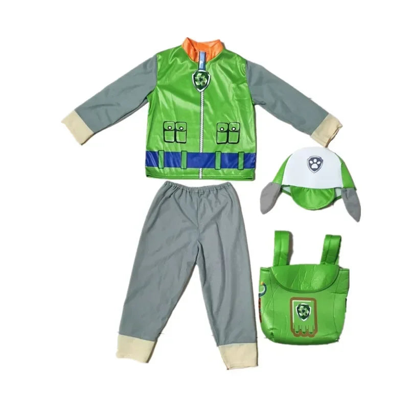 Anime Dog Patrol Kids Costume Set – Tops, Pants, Backpack & Hat for Marshall, Chase, Skye, Zuma, Rubble Halloween Cosplay