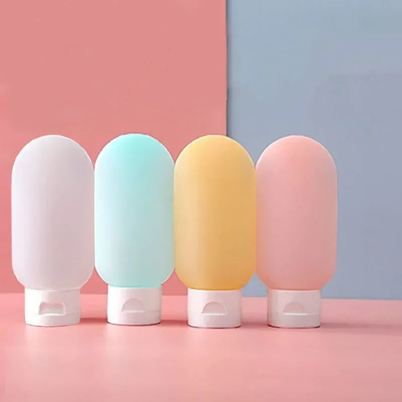 3/4 Pcs 60ml Travel Refillable Silicone Bottles - Empty Lotion, Shampoo & Cosmetic Squeeze Containers for Makeup