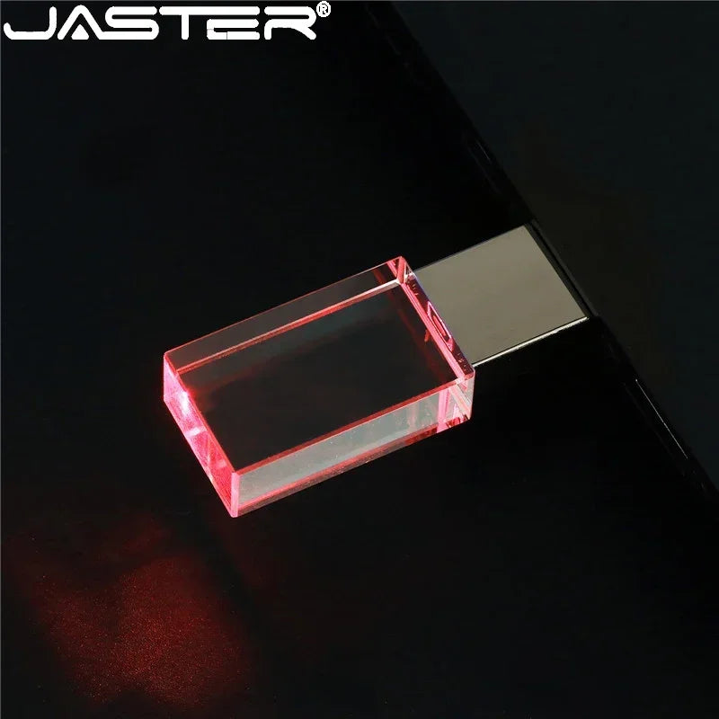 Crystal USB Flash Drive - LED Memory Stick 8GB–64GB