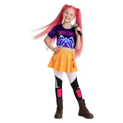 Kpop Rumi Zoey Mira Party Girls Demon Hunters Cosplay – Jacket and Shorts Outfit for Kids’ Halloween and Singer Costume