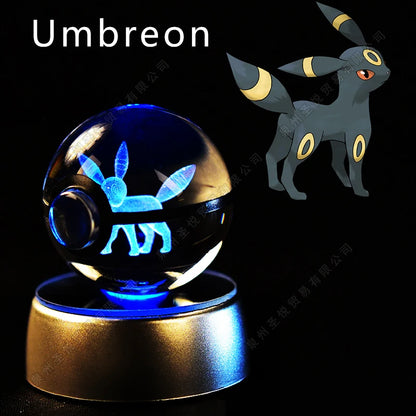 Pokémon Crystal Ball Night Light - 3D Pikachu Gengar Mewtwo Glass Lamp Statue Kids Birthday Gift