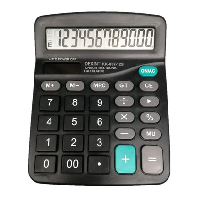 12-Digit Large LCD Desktop Calculator – Dual Power Solar & Battery Standard Function Calculator for Home, Office & Basic Use