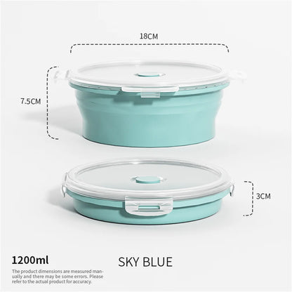 Collapsible Silicone Food Storage Container - Portable Lunch Box with Lid for Microwave & Freezer Use