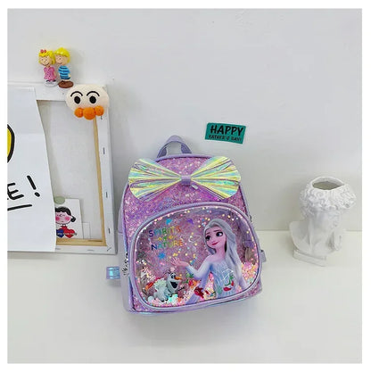 Disney Frozen Elsa & Anna Sequins Backpack - Fashion Glitter PU Leather School Bag for Girls, Kawaii Travel Backpack & Christmas Gift