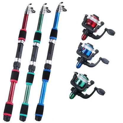 Fishing Pole Set – Full Kit with Telescopic Rod, Spinning Reel, Baits & Hooks, Portable Travel Fishing Gear