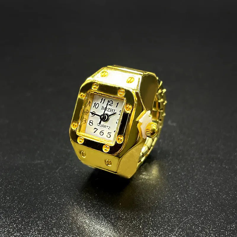Kiss Jewelry Digital Quartz Finger Watch Ring – Mini Elastic Punk Style Clock Ring for Women, Men & Couple Teens Accessory