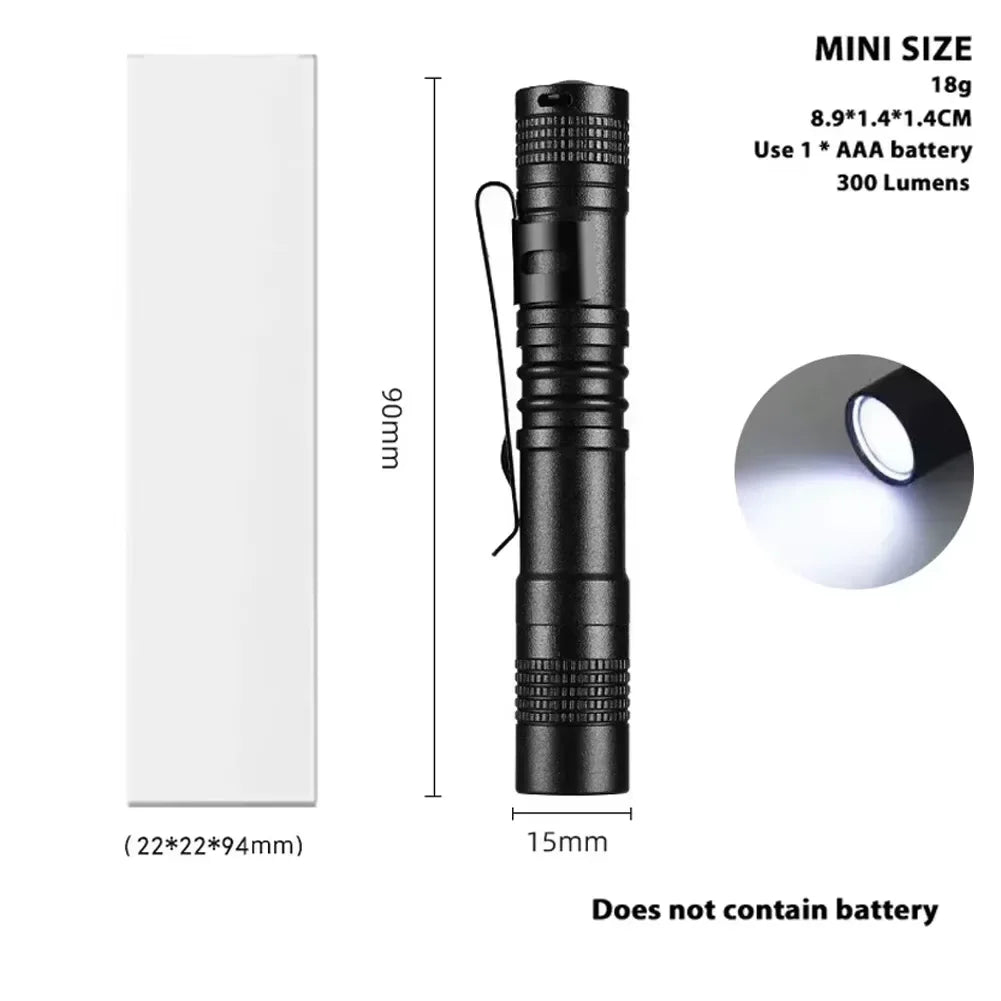 Mini EDC Rechargeable Flashlight - Compact Pocket Torch for Camping, Hiking, Fishing & Emergency Use
