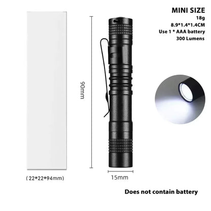 Mini EDC Rechargeable Flashlight - Compact Pocket Torch for Camping, Hiking, Fishing & Emergency Use