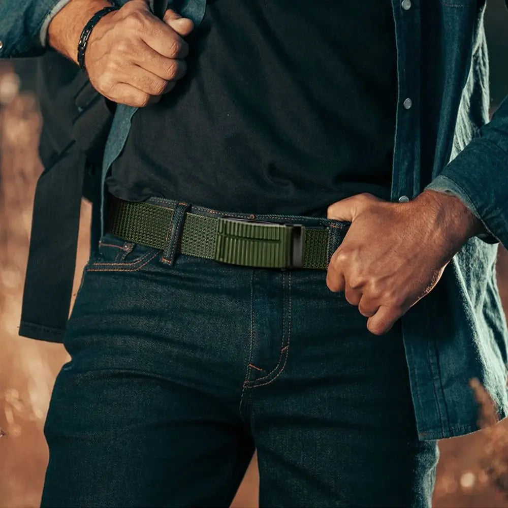 Men's Casual Cowboy Nylon Belt – Breathable Tactical Waistbelt with Alloy Buckle for Outdoor Accessories